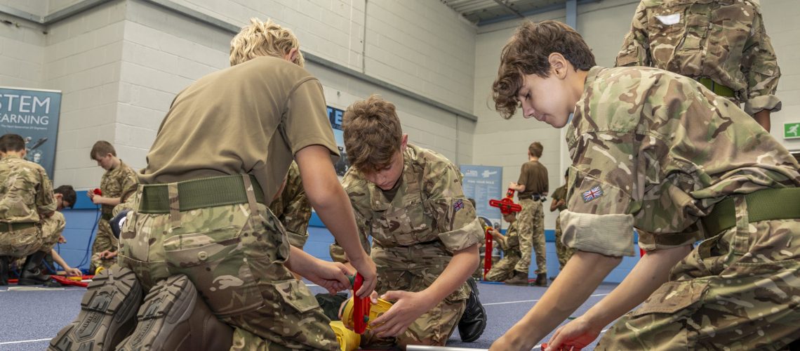 On the 14th of August 2024 Royal Air Force Air Cadets (RAFAC) from the Norfolk and Sulfolk Wing took part in a Science, Technology, Engineering and Maths (STEM) day at Royal Air Force Marham. Here, the Cadets can be seen building rockets that have to be shot a certain distance while retaining accuracy.